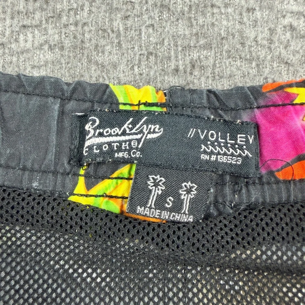 Brooklyn‎ Cloth Volley Shorts Men's Small Black Neon Water Gun Print Swim Trunks
